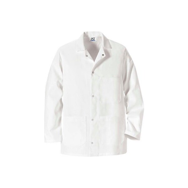 Red Kap Gripper-Front Short Butcher Coat, W/Pockets, White, Polyester/Cotton, M